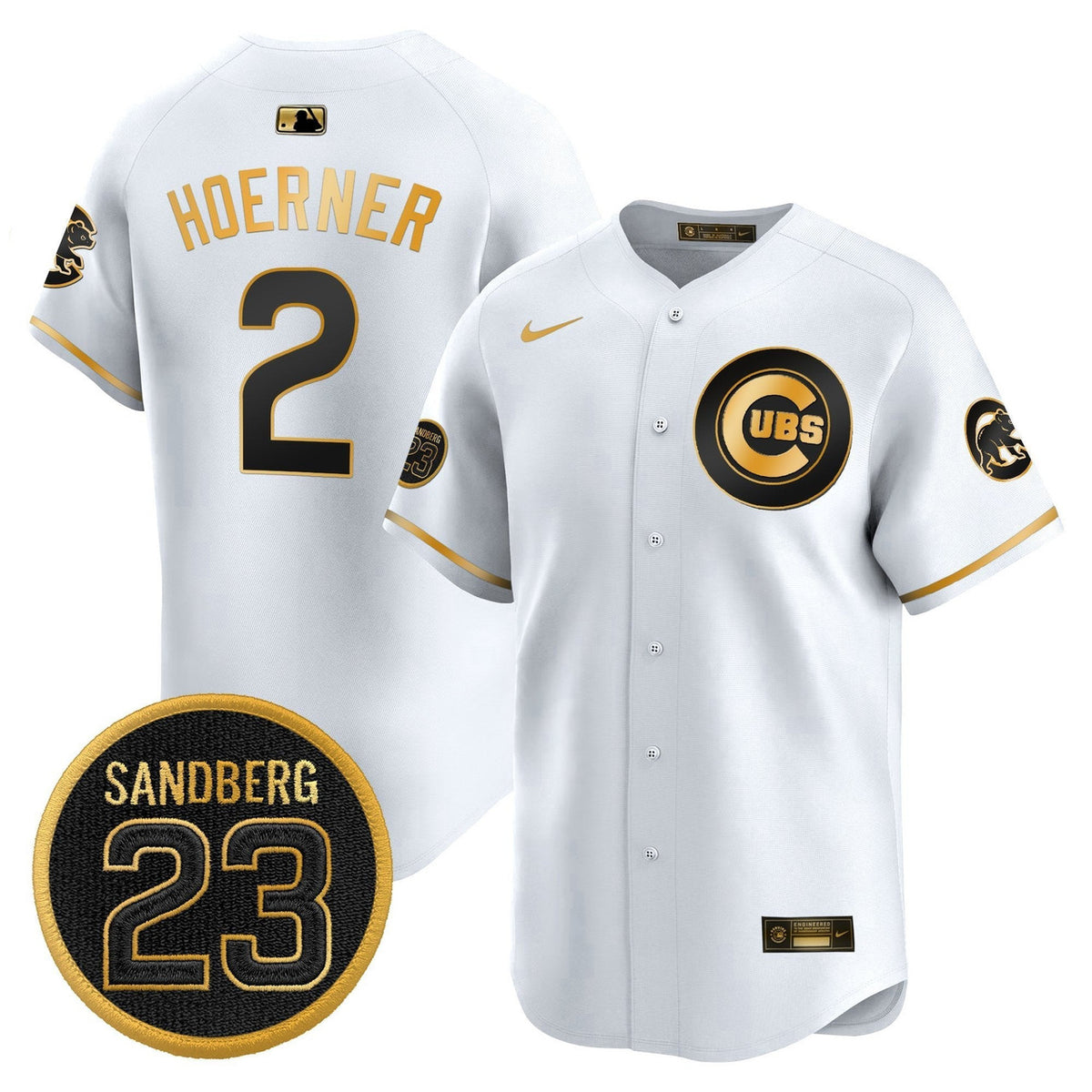 Nico Hoerner #2 Chicago Cubs Ryne Sandberg Tribute Limited Jersey - White Gold