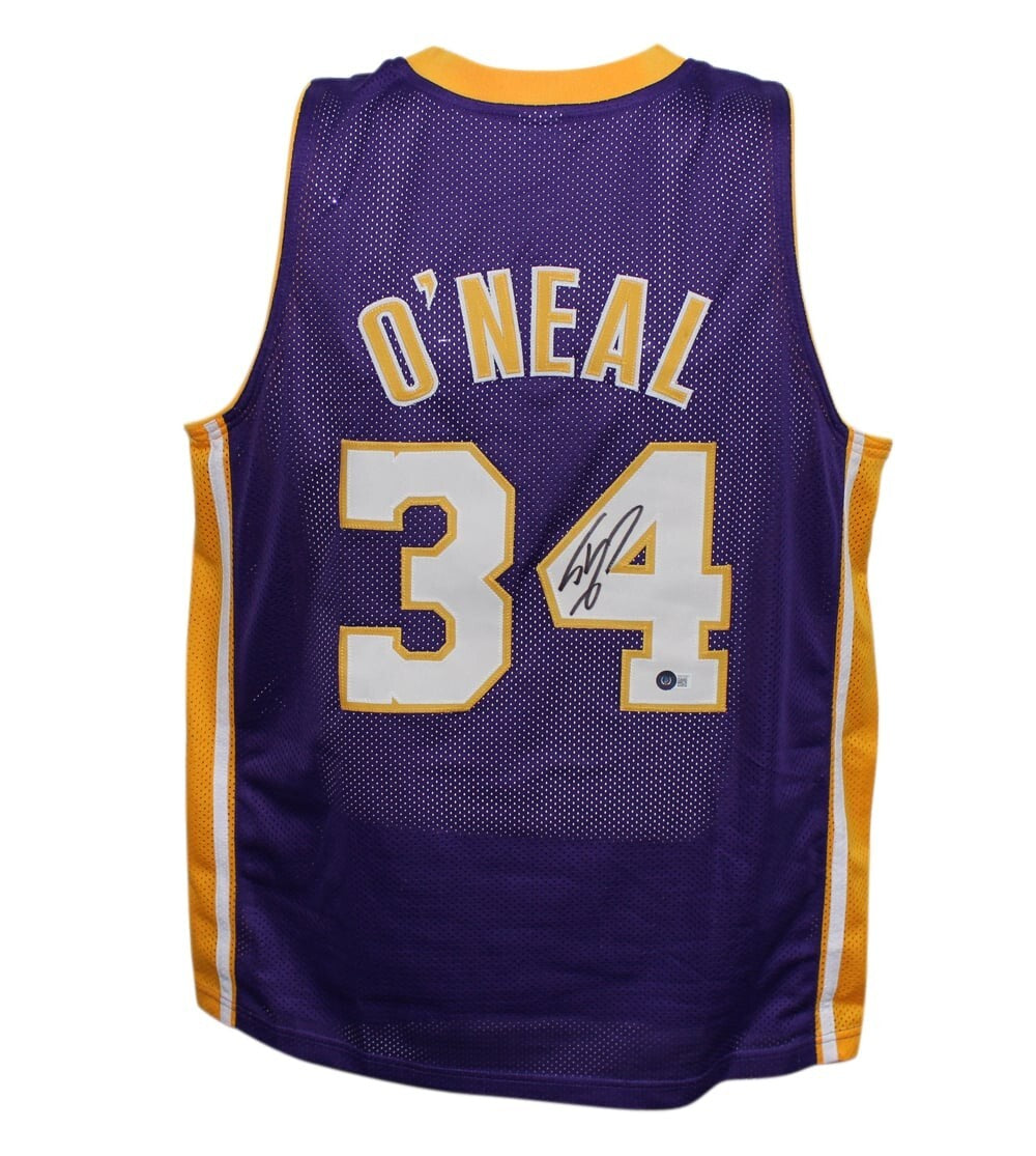 Shaquille O’Neal Autographed/Signed Replica Pro Style Purple  Jersey Beckett