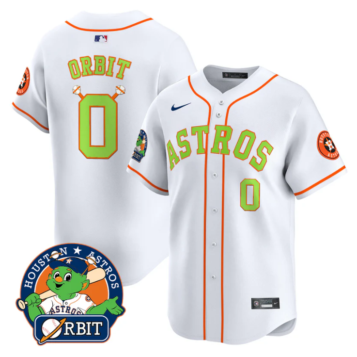 Houston Astros #0 Orbit Orbit Patch Vapor Premier Limited V2 Jersey - White
