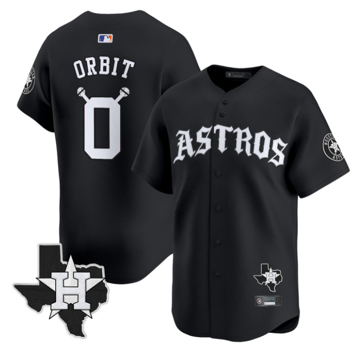 Houston Astros #0 Orbit Old English Edition Limited Jersey - Black