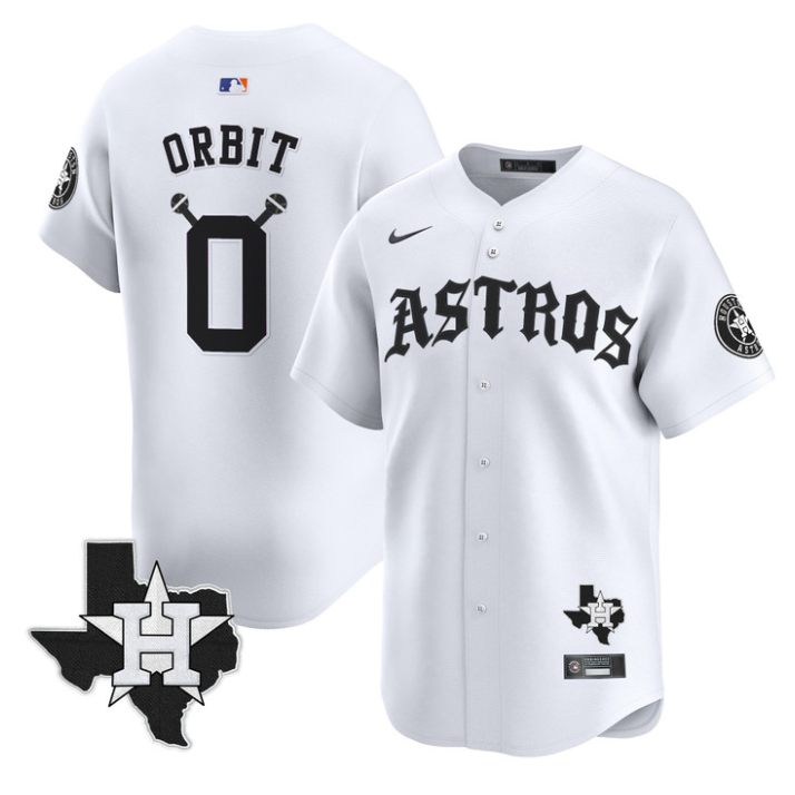 Houston Astros #0 Orbit Old English Edition Limited Jersey - White