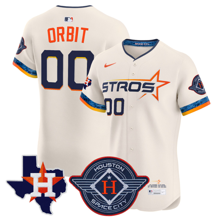 Houston Astros #00 2025 Orbit City Connect Texas Patch Premier Elite Stit Jersey