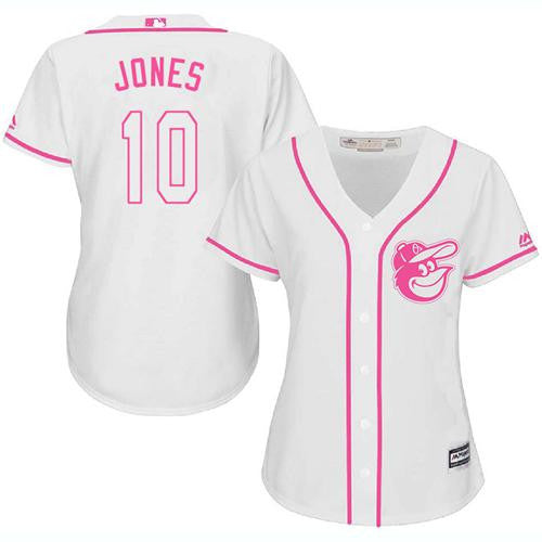 Adam Jones #10 Baltimore Orioles Womens Fashion Limited Baseball Jersey - White Pink