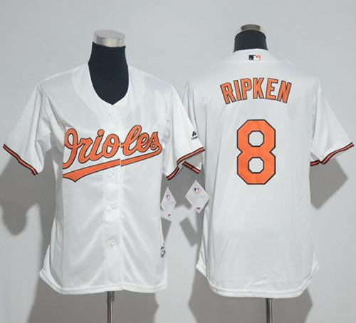 Cal Ripken #8 Baltimore Orioles Womens Home Limited Baseball Jersey - White