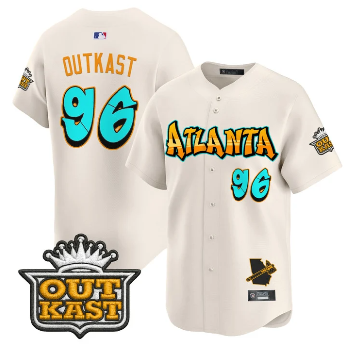 Atlanta Braves #96 Outkast Graffiti A-Town Edition Limited Jersey - Cream