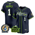 Ozzie Albies #1 Atlanta Braves Atliens Hank Aaron Patch Limited Jersey