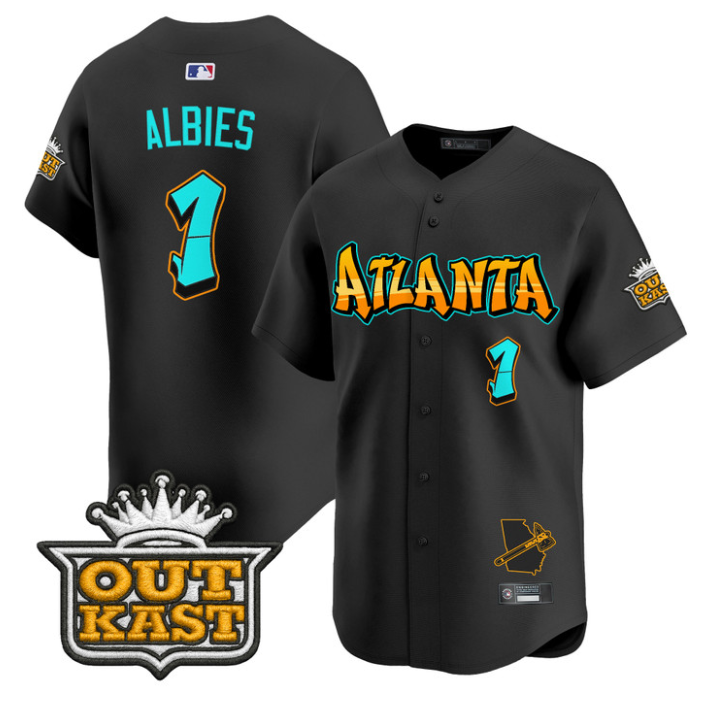 Ozzie Albies #1 Atlanta Braves Graffiti A-Town Edition Limited Jersey - Black