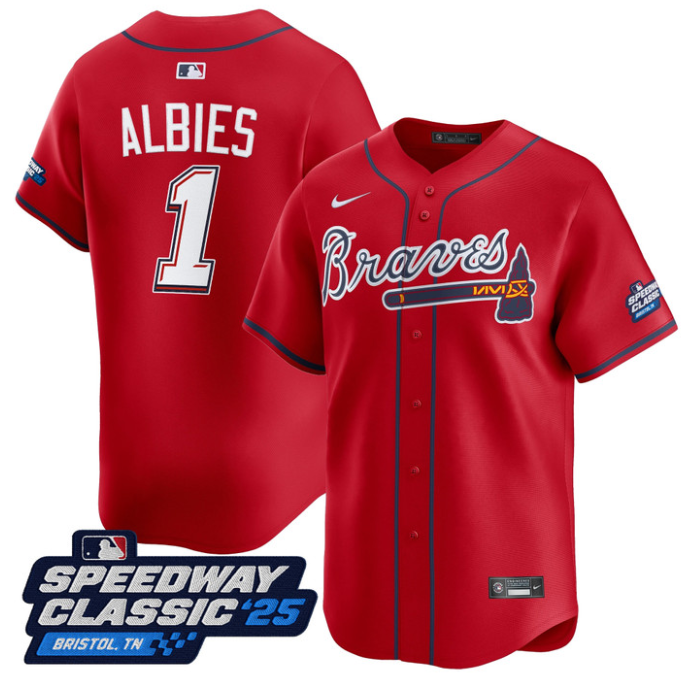Ozzie Albies #1 Atlanta Braves Speedway Classic Limited Jersey - Red