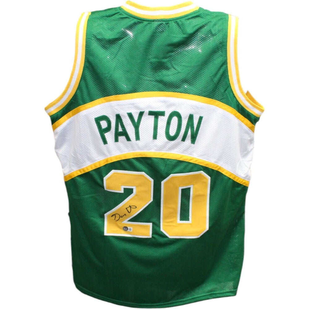Gary Payton Autographed/Signed Replica Pro Style Green Jersey Beckett