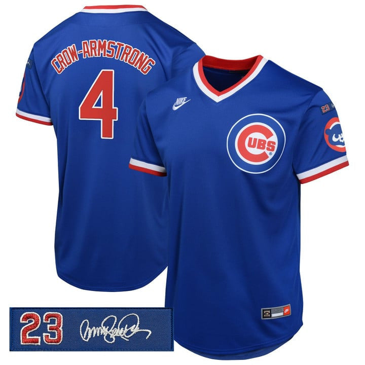 Pete Crow-Armstrong #4 Chicago Cubs Ryne Sandberg Tribute Patch Limited Jersey - Royal