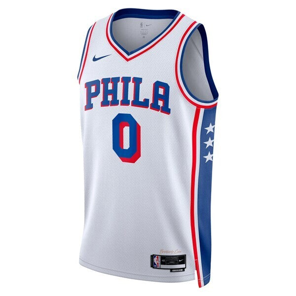 Philadelphia 76ers Nike Association Edition Swingman Jersey - White - Tyrese Maxey - Unisex