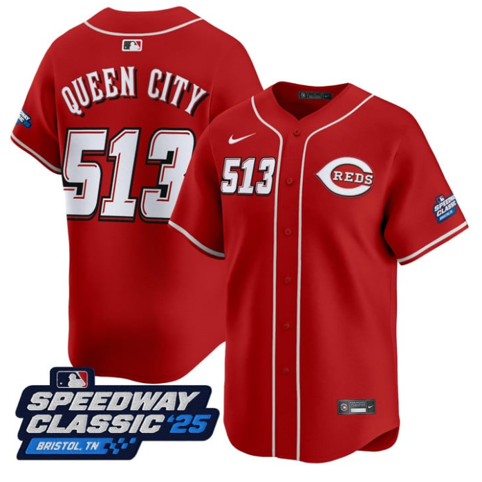 Queen City #44 Cincinnati Reds #513 Speedway Classic Limited Jersey - Red