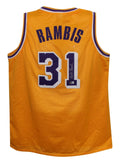 Kurt Rambis Autographed/Signed Replica Pro Style Yellow  Jersey Beckett