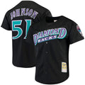 Randy Johnson #51 Arizona Diamondbacks Mitchell Ness Tall Big Cooperstown Mesh Button Up Limited Jersey - Black