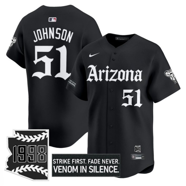 Randy Johnson #51 Arizona Diamondbacks Gothic Desert Fang Edition Limited Jersey - Black