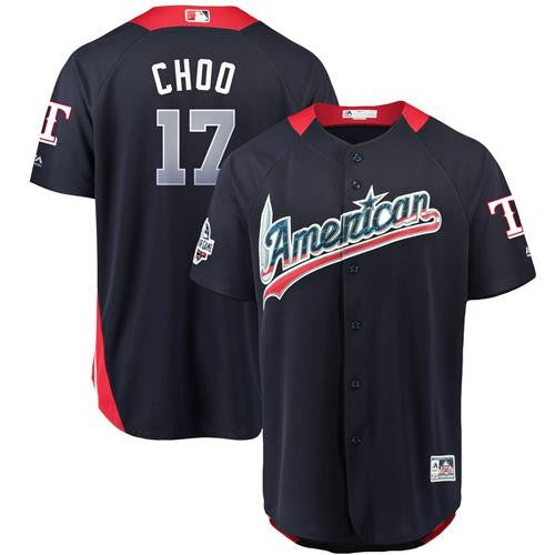 American League #17 2018 Rangers Shin Soo Choo Star Limited Baseball Jersey - Navy Blue