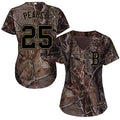 Steve Pearce #25 Boston Red Sox Womens Camo Realtree Limited Cool Base Baseball Jersey - Red