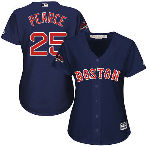 Steve Pearce #25 Boston Red Sox Womens 2018 Navy Blue Alternate World Series Champions Limited Baseball Jersey - Red
