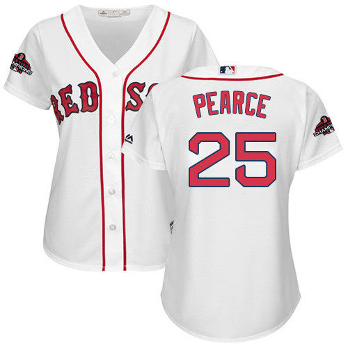 Steve Pearce #25 Boston Red Sox Womens 2018 White Home World Series Champions Limited Baseball Jersey - Red