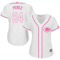 Tony Perez #24 Cincinnati Reds Womens Fashion Limited Baseball Jersey - White Pink