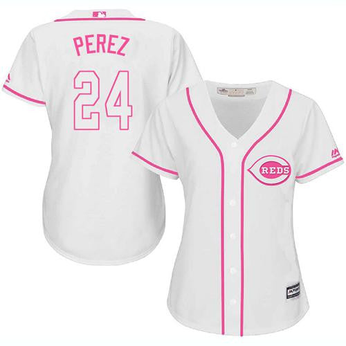 Tony Perez #24 Cincinnati Reds Womens Fashion Limited Baseball Jersey - White Pink