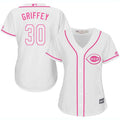 Ken Griffey #30 Cincinnati Reds Womens Fashion Limited Baseball Jersey - White Pink