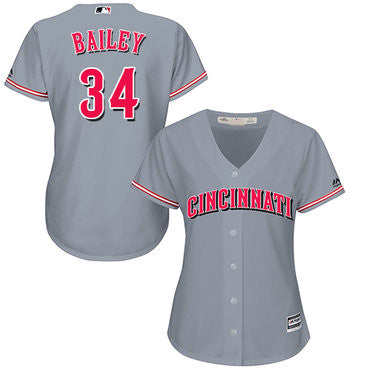 Cincinnati Reds #34 Womens Homer Bailey Road Limited Baseball Jersey - Grey