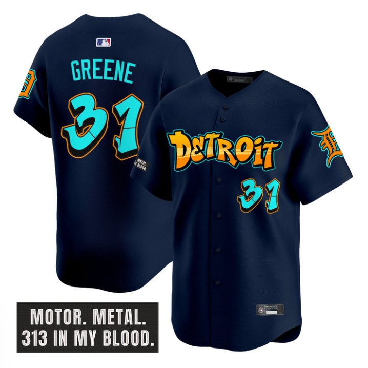 Riley Greene #31 Detroit Tigers Graffiti Motor City Edition Limited Jersey - Navy