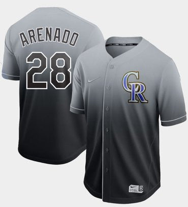 Nolan Arenado #28 Colorado Rockies Fade Authentic Baseball Jersey - Black