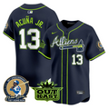 Hank Aaron #13 Atlanta Braves Ronald Acuna Jr Atliens Patch Vapor Premier Jersey