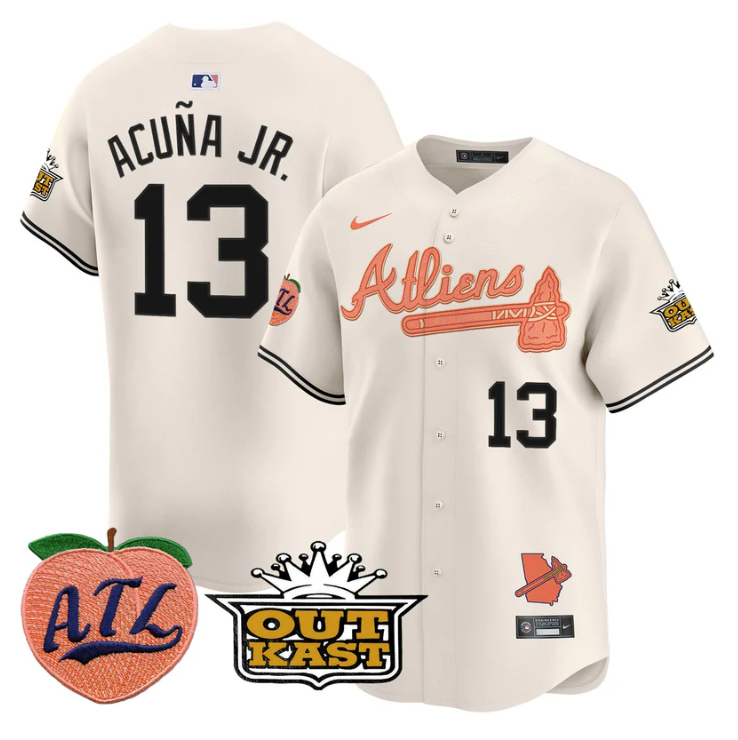 Ronald Acuna Jr #13 Atlanta Braves Atliens Peach Vapor Premier Limited St Jersey