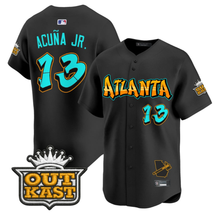 Ronald Acuna Jr #13 Atlanta Braves Graffiti A-Town Edition Limited Jersey - Black
