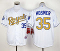 Eric Hosmer #35 Kansas City Royals 2015 World Series Champions Gold Program Limited Jersey - White