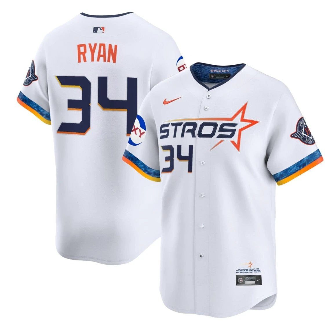 Houston Astros #34 Ryan Limited Jersey - White
