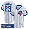 Ryne Sandberg #23 Chicago Cubs Ryne Sandberg Tribute Patch Stripes Limited Jersey