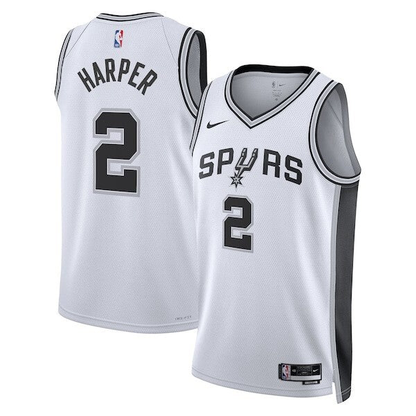San Antonio Spurs Nike Association Edition Swingman Jersey NBA 2025 First Round Draft Pick - White - Dylan Harper - Unisex