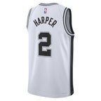 San Antonio Spurs Nike Association Edition Swingman Jersey NBA 2025 First Round Draft Pick - White - Dylan Harper - Unisex