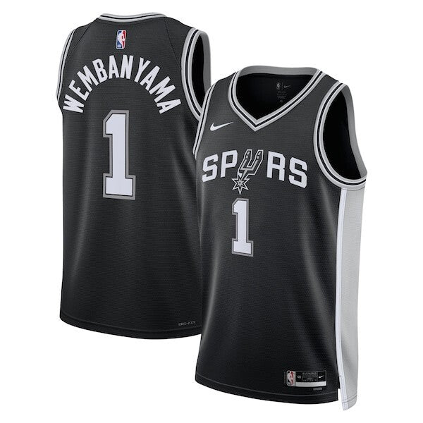 San Antonio Spurs Nike Icon Edition Swingman Jersey - Black - Victor Wembanyama - Unisex