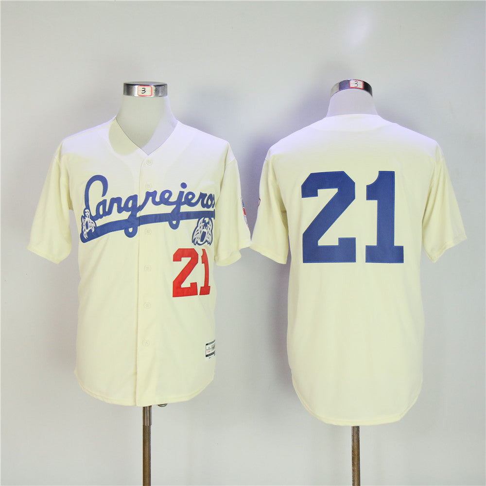 Roberto Clemente #21 Santurce Crabbers Movie Limited Baseball Jersey - Cream