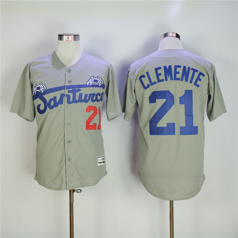 Roberto Clemente #21 Santurce Crabbers Movie Limited Baseball Jersey - Grey