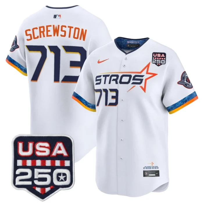 Houston Astros Screwston #713 Usa Patch Vapor Limited Jersey