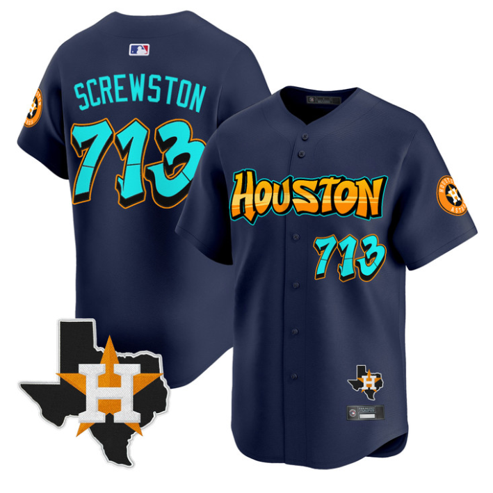 Houston Astros Screwston #713 Graffiti H-Town Edition Limited Jersey - Navy