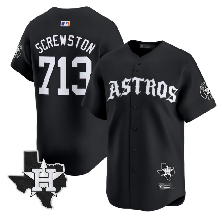 Houston Astros Screwston #713 Old English Edition Limited Jersey - White