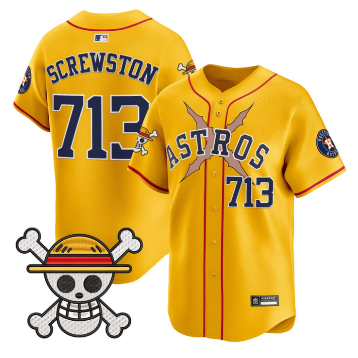 Houston Astros 2025 Screwston #713 One Piece Limited Jersey - Gold