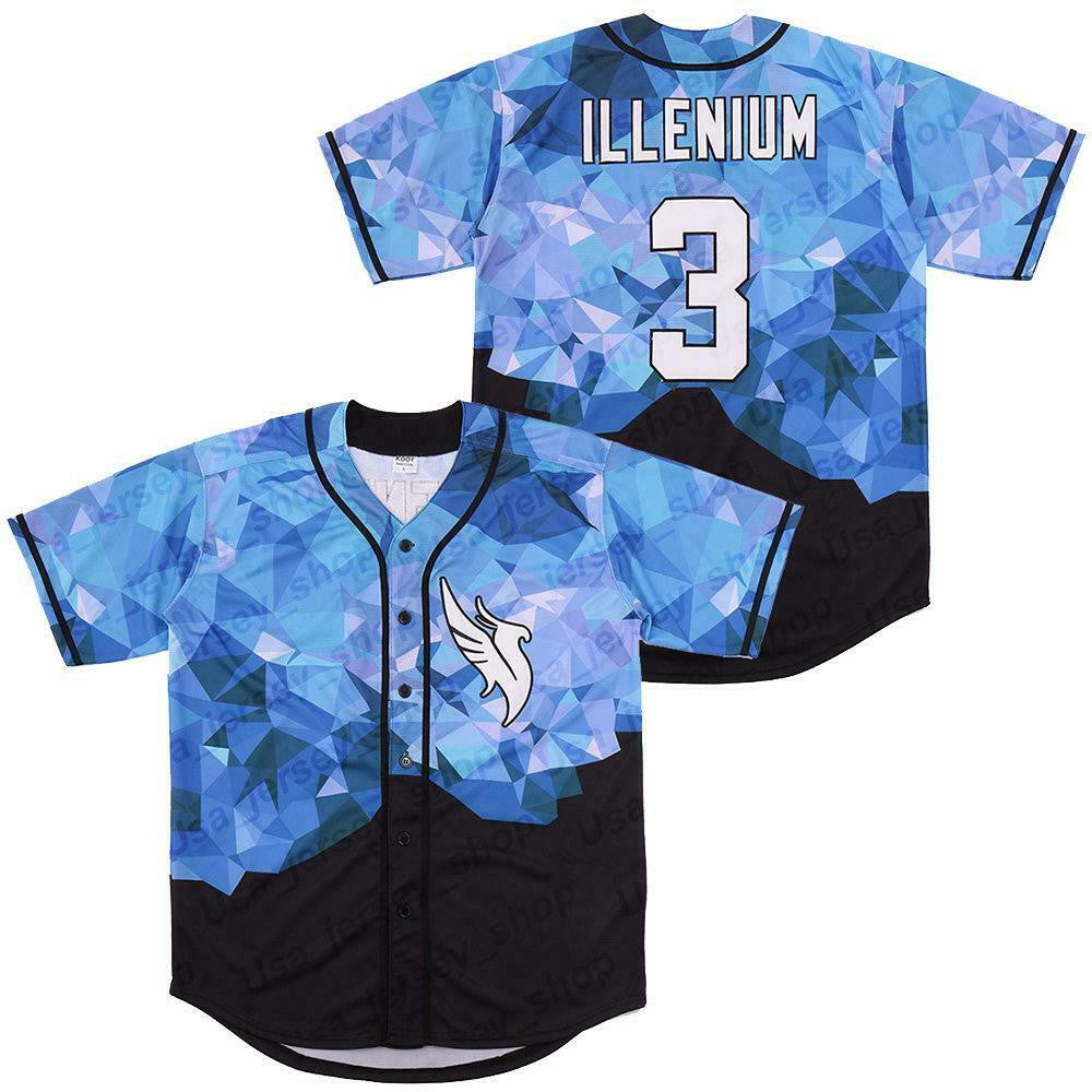 Singer Illenium #3 Baseball Jerseys Diamond Fashion Jerseys Hip Hop Limited Jersey