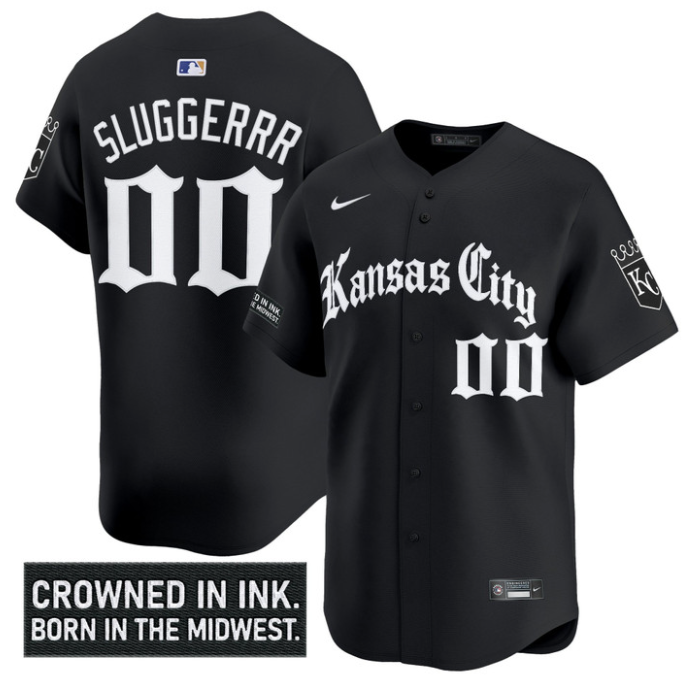 Gothic Crown #00 Kansas City Royals Sluggerrr Edition Vapor Blac Limited Jersey