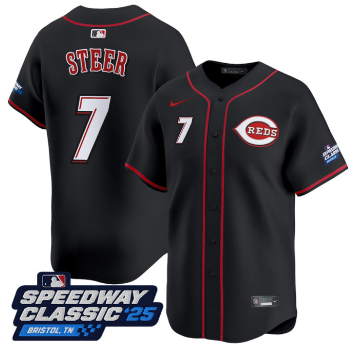 Spencer Steer #7 Cincinnati Reds Speedway Classic Limited Jersey - Black