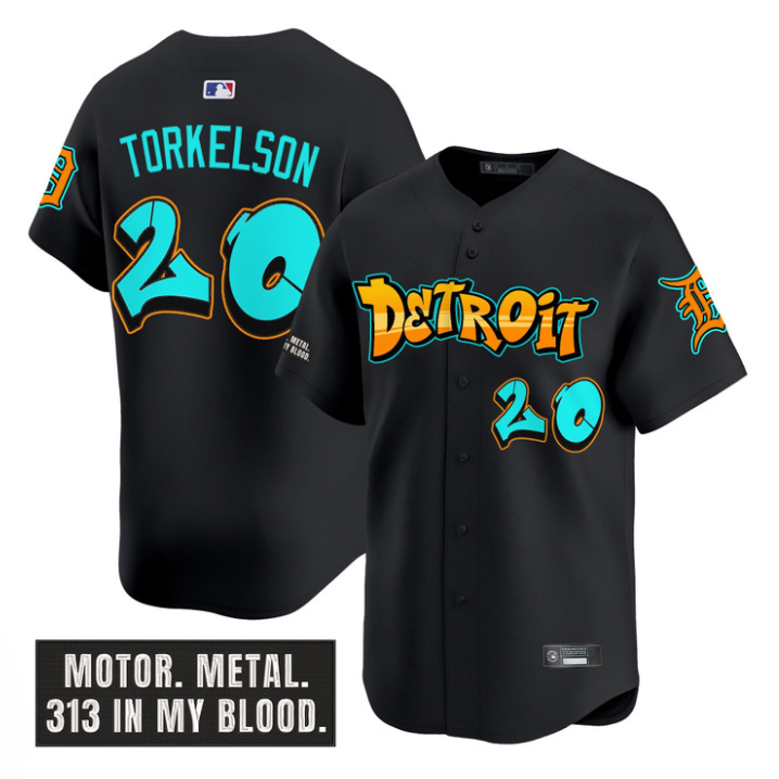 Spencer Torkelson #20 Detroit Tigers Graffiti Motor City Edition Limited Jersey - Black