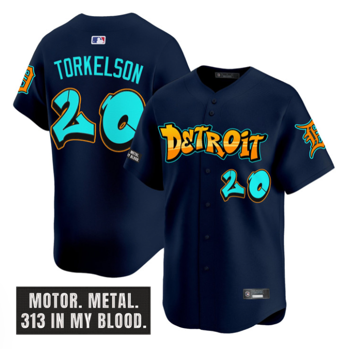 Spencer Torkelson #20 Detroit Tigers Graffiti Motor City Edition Limited Jersey - Navy