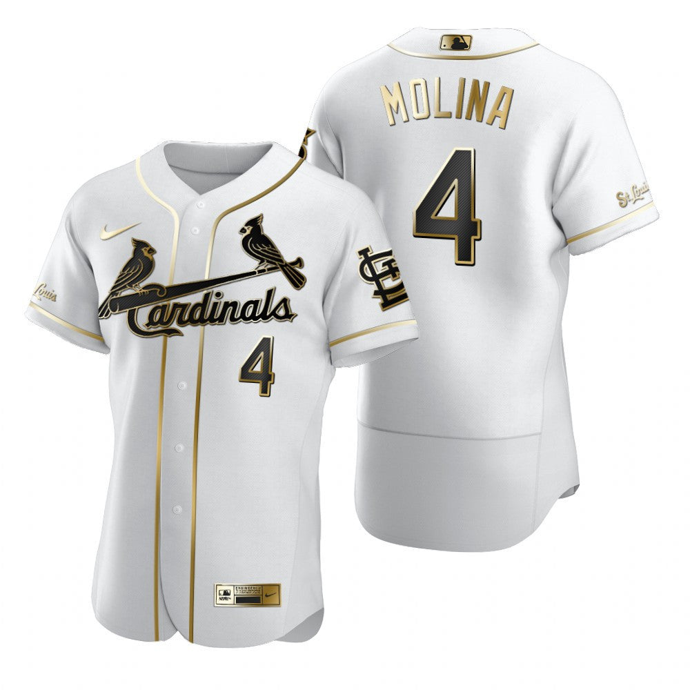 Yadier Molina #4 Gift For Cardinals St Louis Cardinals Brandedition White Fans Limited Jersey - Golden